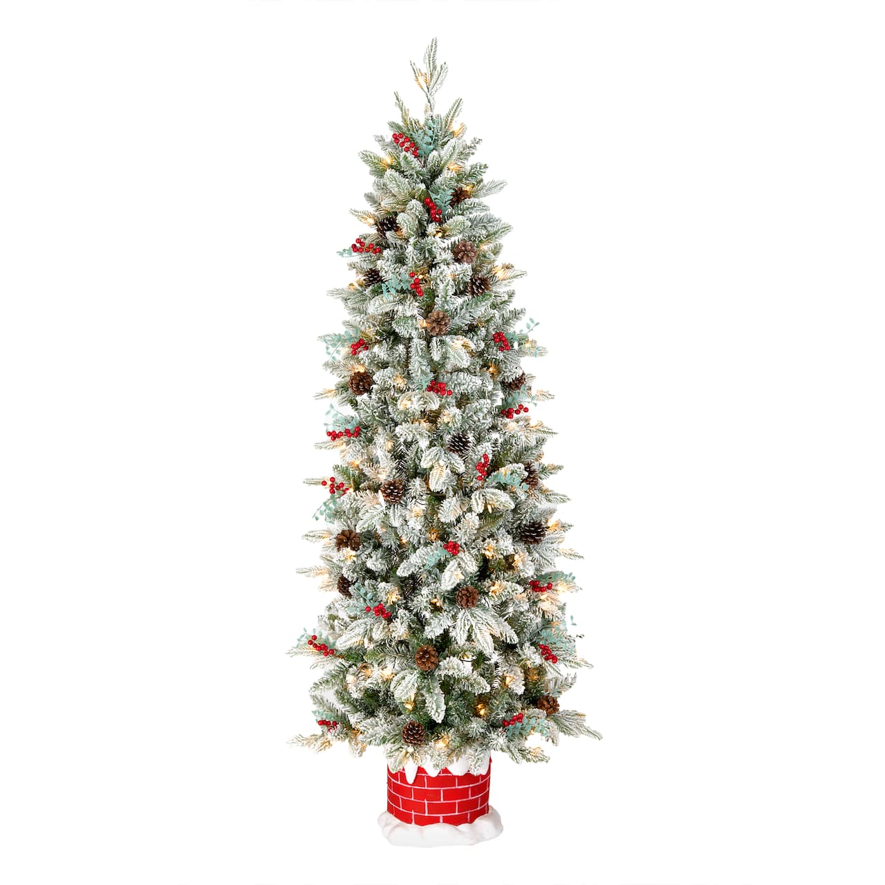 5ft. Pre-Lit Snowberry Pine Artificial Christmas Half Tree, Clear Lights
